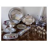 ADK015 Huge Silver Plate Lot for Entertaining