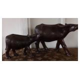 ADK019 Carved Wooden Water Buffalos