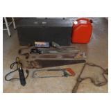 ADK038 Wooden Trunk, Tools and Gas Can