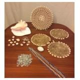 JYR006 Real Seashells, Trivets, Flat Marbles, Necklaces
