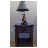 IET080 Wicker Nightstand and Hawaiian Lamp