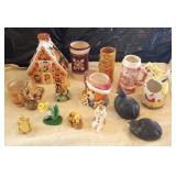 JHA007 Vintage Chalices, Wine Bottle, Ceramic Cars & More
