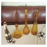 JHA021 Vintage Amber Glass Bottle Liquor/Wine Decanters