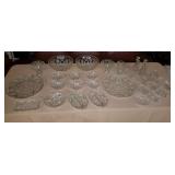 JHA030 Rare Vintage Crystal Cut Glassware Matching Pattern Set