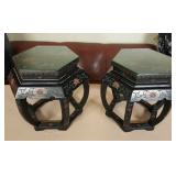 JHA043 Pair of Vintage Oriental Redwood End Tables