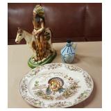 JHA068 Turkey Platter & Ceramic Figurines