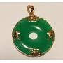 JHA108 Beautiful 14K Yellow Gold Jade Donut Pendant Charm