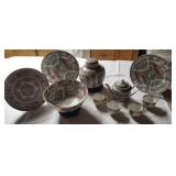 APC003 Famille Rose Medallion  Chargers, Ginger Jar & Teapot Set