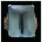 RK040 Platinum 14.90cts Aquamarine & 0.30ct Diamond Ring