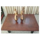 HPT004 Wood & Lacquer Table & Carved Wood Woman Figures