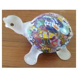 HPT008 Vintage Murano Art Glass Millefiori Turtle Sculpture