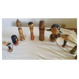 HPT014 Vintage Japanese Wood Kokeshi Dolls & More