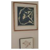 HPT036 Signed Woodblock Print & Honu Wall Hanging