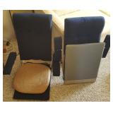 HPT072 Pair of Japanese Folding Floor Chairs, Lauhala Cushions