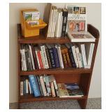 HPT083 Selection of Hard and Softcover Books, Wood Book Shelf