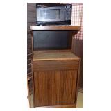 EBC043 Microwave Oven and Wooden Kitchen Cart