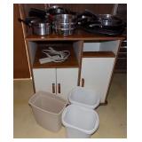 EBC044 Wooden Kitchen Cart, Pots & Pans and More!