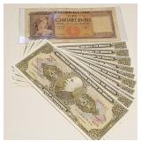 HCC071 1947, 1954 Italy, Brazil Uncirculated Bills