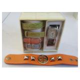 DWT145 Quartz Watch Set & Leather Cuff Bracelet