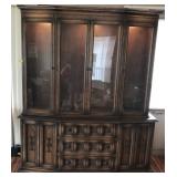 NPT029 Vintage Lighted Curio Cabinet and Hutch