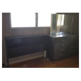 NPT032 Vintage Black Metal Dresser & Matching Head Board