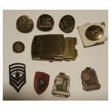 NPT157 Vintage WWII Army Brass Pins, Insignia & More