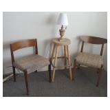 PPM002 Vintage Contemporary Wood Chairs, Stool & Lamp