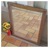 PPM031 Wood Framed Mirror & Metal Door Stop