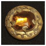 PPM1006 Vintage Art Deco 14K Gold Locket with Large Faceted Stone