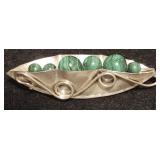 PPM1028 Unique Sterling Silver & Malachite Brooch