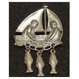 PPM1029 Rare Retired James Avery Sterling Fishers of Men Brooch