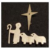 PPM1030 Rare James Avery Sterling Nativity Shepherd Star Brooch Set