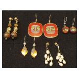 PPM1035 Five Pairs of Earrings Signed, Pearls & More