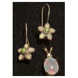 PPM1042 Firefly Flower Earrings & Opal Pendant