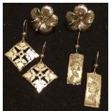 PPM1046 Three Pair  Hawaiian Design Sterling Silver Earrings