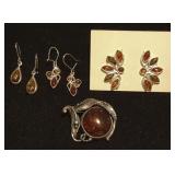 PPM1049 Great Amber Jewelry Lot - Earrings, Brooch