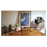 FKT028 Vanity Lot - Pink Quartz Carving, Mirrors, Figurines & More