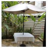 FKT041 Outdoor Glass Patio Table & Patio Umbrella with Stand