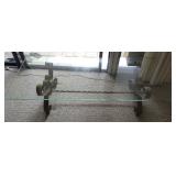 FKT073 Glass Top Coffee Table with Brass Legs