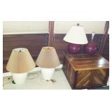 KET098 Four Nice Ceramic Lamps & End Table Cabinet