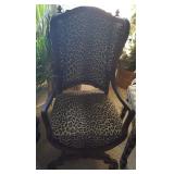 EKT008 Unique Vintage High Back Chair, Brass Accents