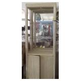 EKT049 Tall Lighted Rattan and Glass Display Shelf