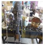 EKT052 Wooden Statues, Walking Stick & Other Ethnic Items