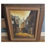 EKT082 Framed Original Painting Street Scene