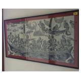 FWE010 Framed & Glazed Temple Rubbing "Fishermen"