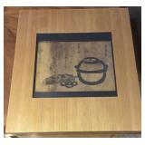 FWE011 Framed Japanese Painting, "Feather & Jar" Signed