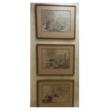 FWE012 Set of Japanese Color Ink Drawings