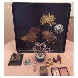 FWE061 Oriental Lot - Trinket Boxes, Tray, Planter, More