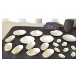 FWE093 Genuine Seashell Ware, Antique Wood Container, Slate, More