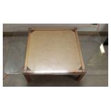 SLC099 Large Wood Footrest, Glass Table Top